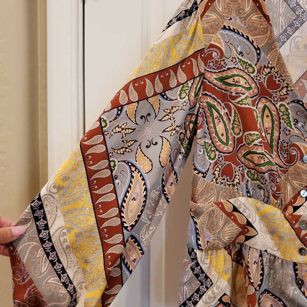 MNG Suit Patterned Button Down Peplum - Picture 5 of 8